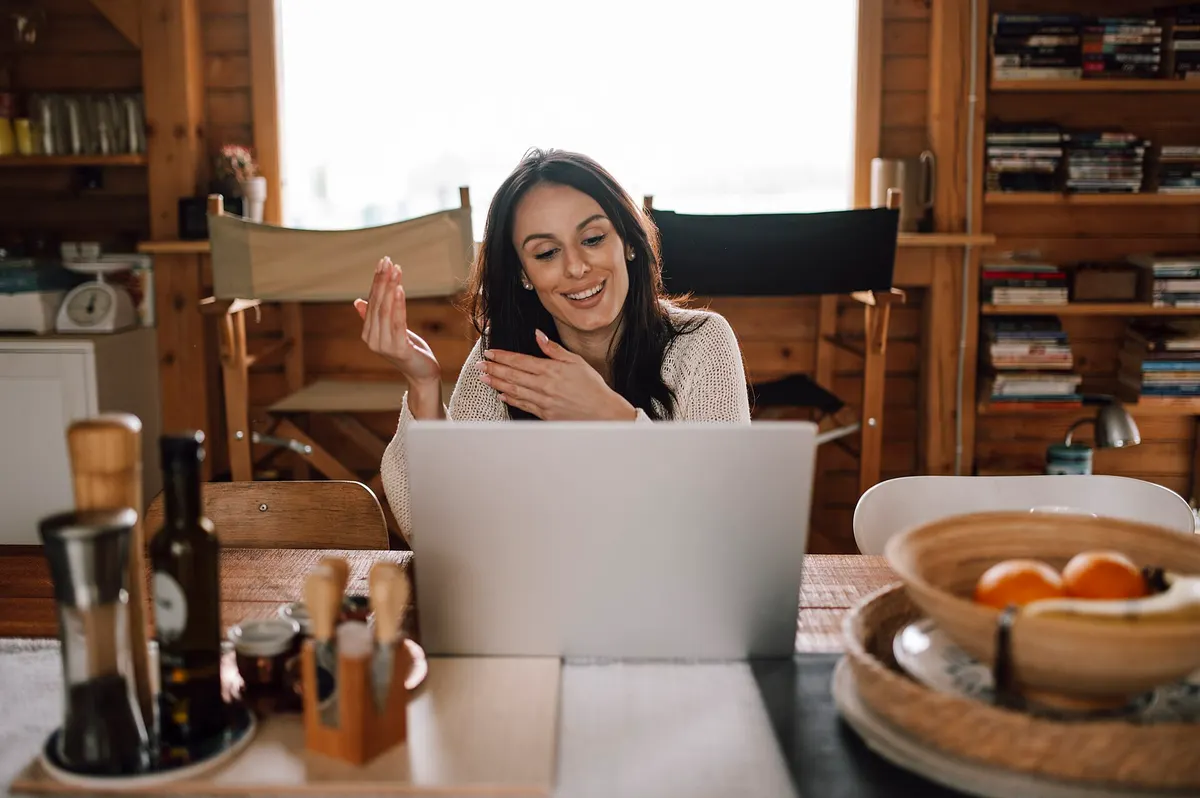 Woman on a video call on her laptop