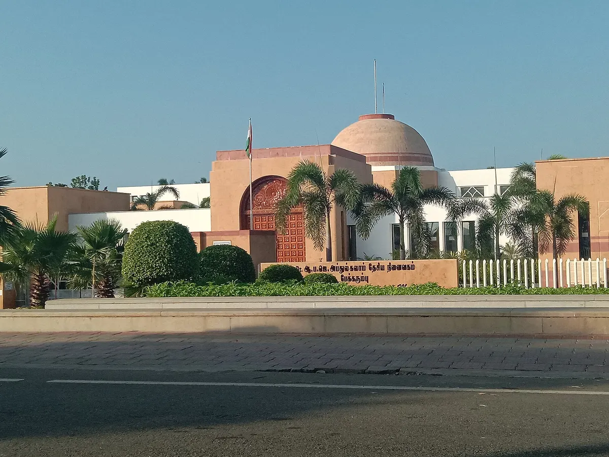 Dr A.P.J. Abdul Kalam National Memorial building at Pei Karumbu, Rameswaram, Tamil Nadu